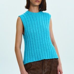 Source Unknown Sleeveless Tieback Tank Knit, Blue